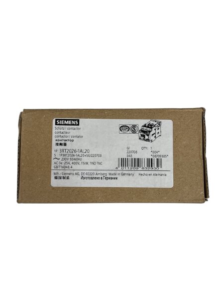 Siemens SIRIUS 3RT2026-1AL20 Power contactor NEW