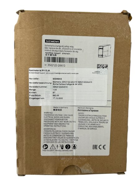 Siemens SIRIUS 3SK2122-2AA10 Safety Relay Basic Unit NEW