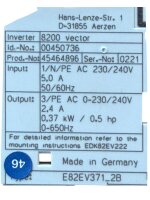 Lenze 8200 Vector E82EV371K2B PN: 45464896 inverter NEW